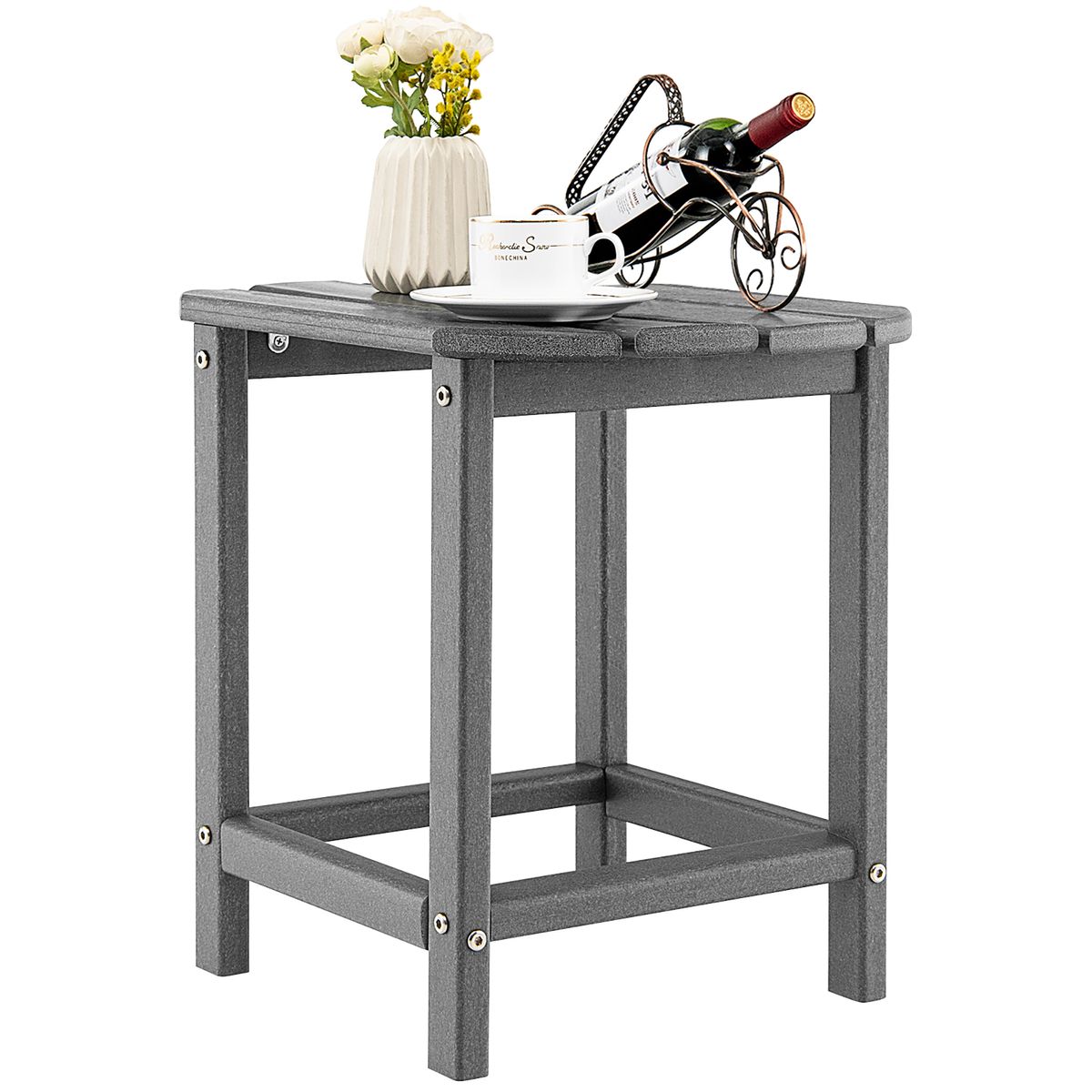 18'' Patio Adirondack Side Table  - Side Table-Gray