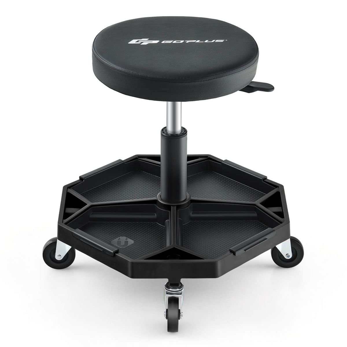 330-Pound Capacity Pneumatic Rolling Mechanic Stool with Padded Seat - Adjustable Height Rolling Stool -Black
