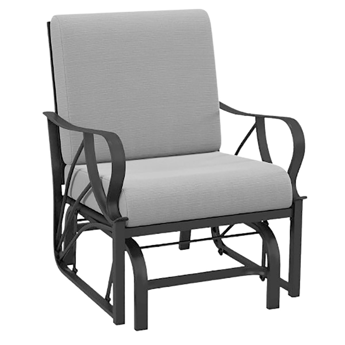 Patio Glider Rocking Chair with Thick Cushion & Curved Armrest (3 Colors) - Patio Rocking Chair-Gray