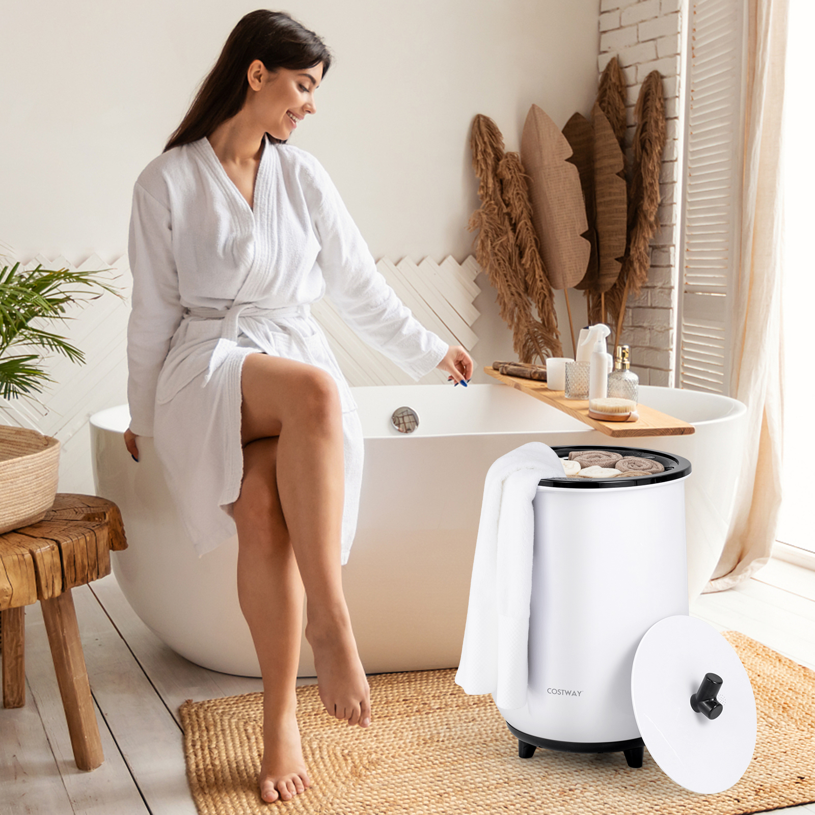 23L Bathroom Towel Warmer Bucket - Black