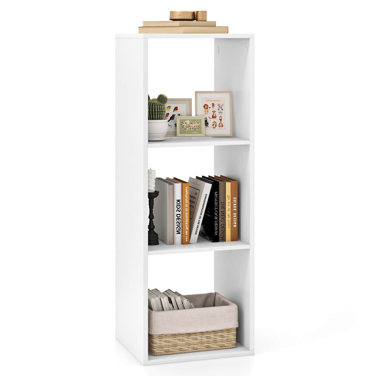 Modern Open-Back Bookshelf with Anti-Tip Kit - Bookcase-3 Cube