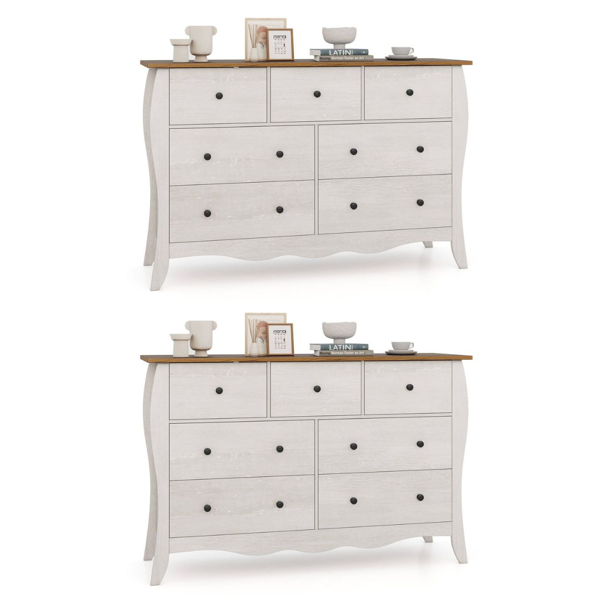 47" Farmhouse Chest of Drawers with Folding Fabric Drawers - Farmhouse Chest-2