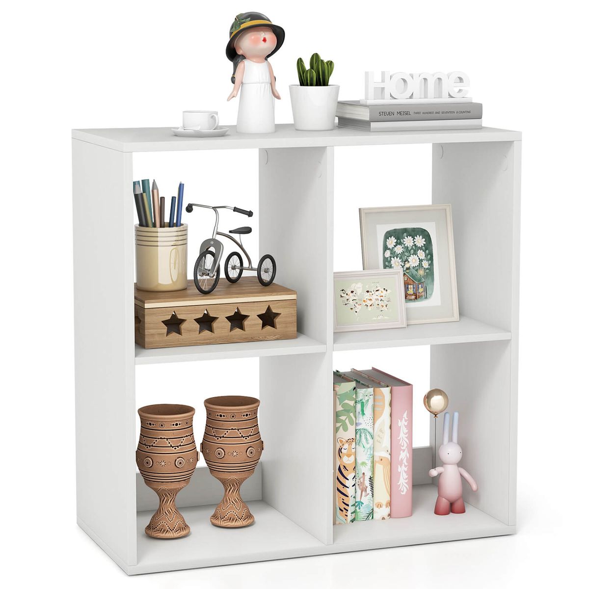 4/6/8/9-Cube Open Bookshelf with Anti-Tip Kits - Bookshel-4 Cube