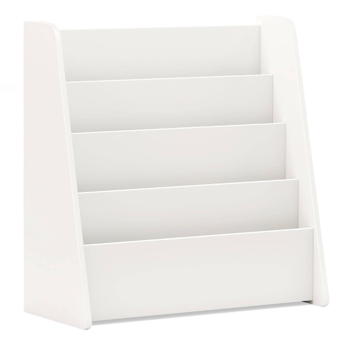 4-Tier Kids Wooden Bookshelf - 4-tier Kids Bookshelf -White