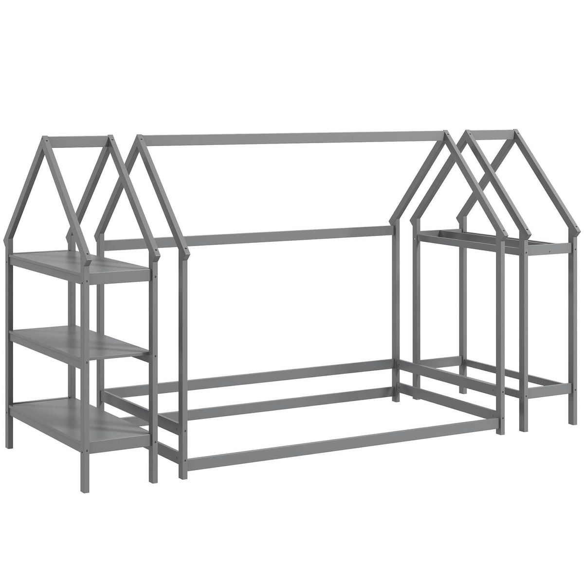 Twin Size House Montessori Floor Bed - Size House Bed -Gray