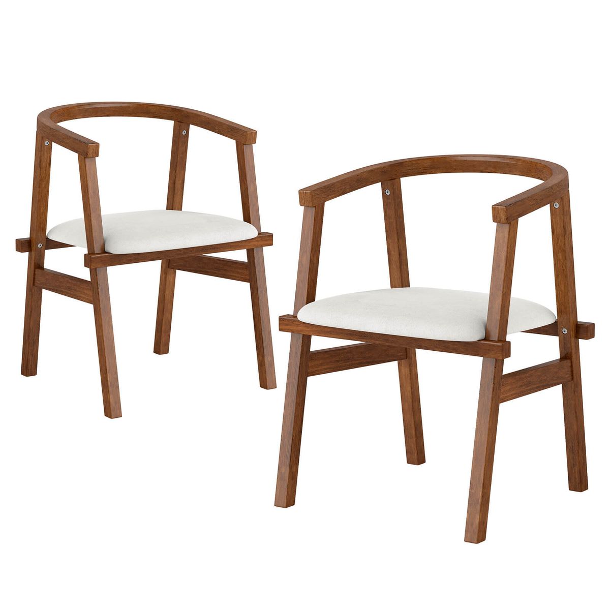 Wooden Dining Chairs with Wrap-Around Armrest - Dining Chairs-2 set