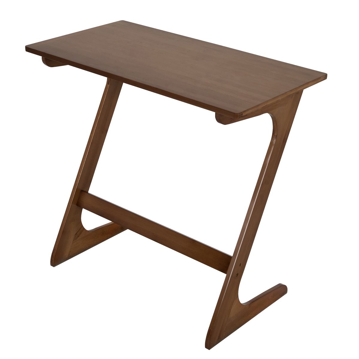 Bamboo Z-Shaped Spacious Sofa Side Table - Side Table -Brown