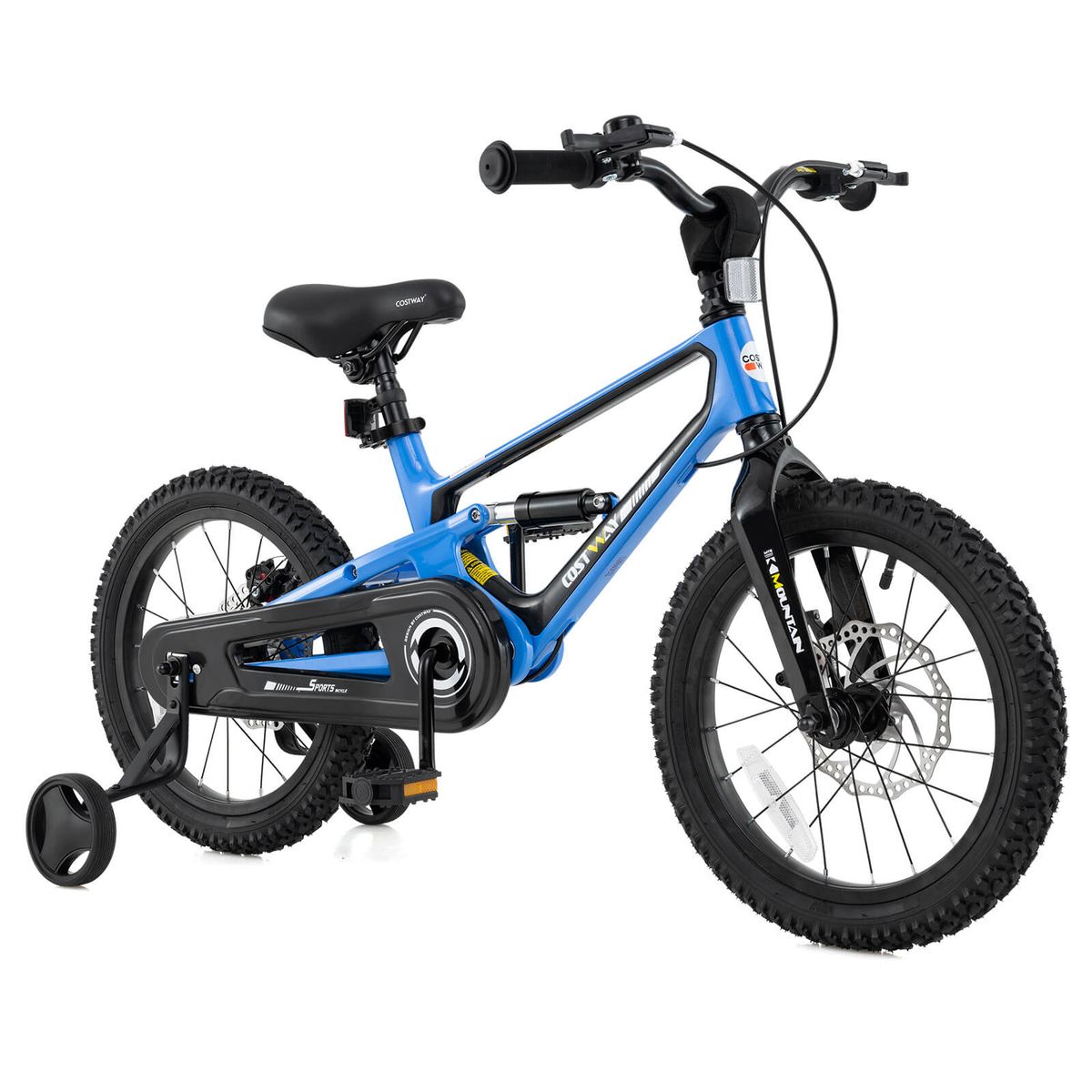 Kids' 16-Inch Adjustable Bike with Shock Absorber & Bell - Children Bicycle-Blue