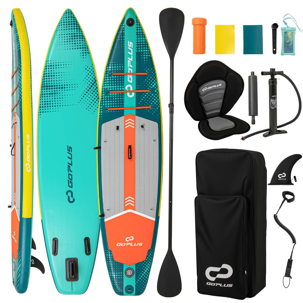 11' Inflatable Stand Up Paddle Board with Adjustable Paddle - Turquoise