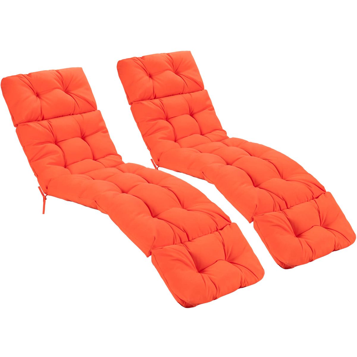 Outdoor Chaise Lounge Cushion with Ties (2-Pack) - Gray