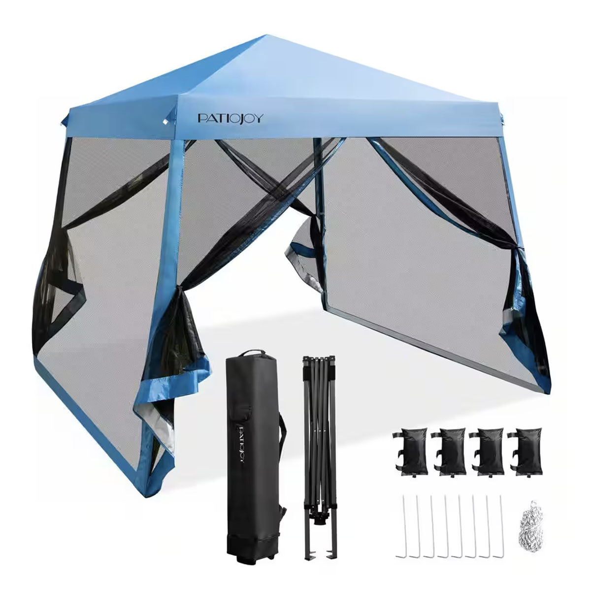 10 x 10-Foot Pop-up Canopy with Mesh Sidewalls & Roller Bag - Instant Pop-up Canopy BL