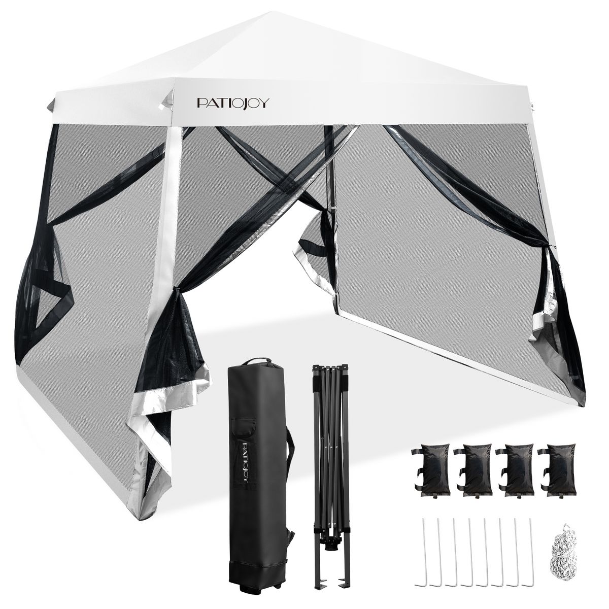 10 x 10-Foot Pop-up Canopy with Mesh Sidewalls & Roller Bag - Instant Pop-up Canopy WH
