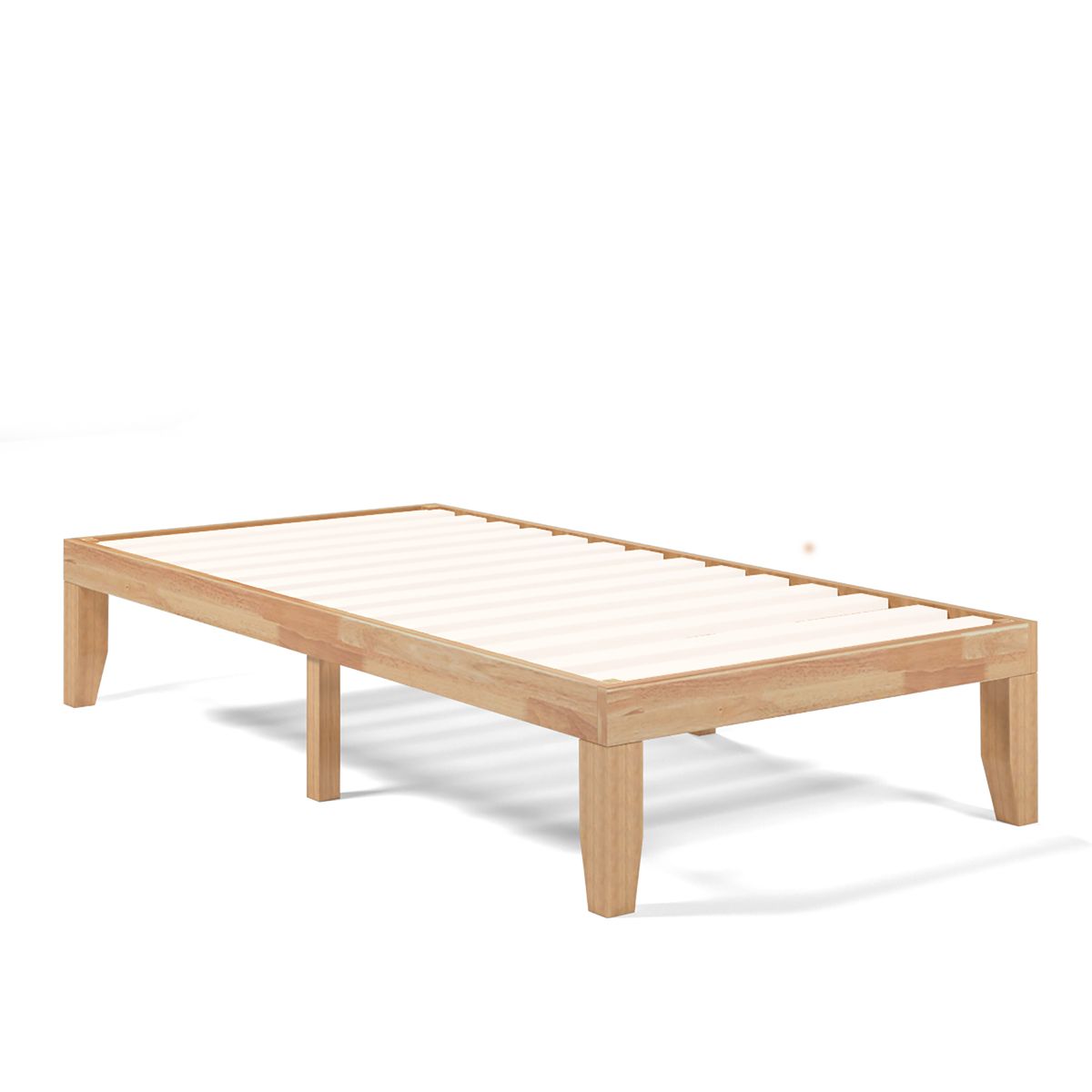 14'' Wooden Bed Frame (Twin) - Wooden Bed Natural