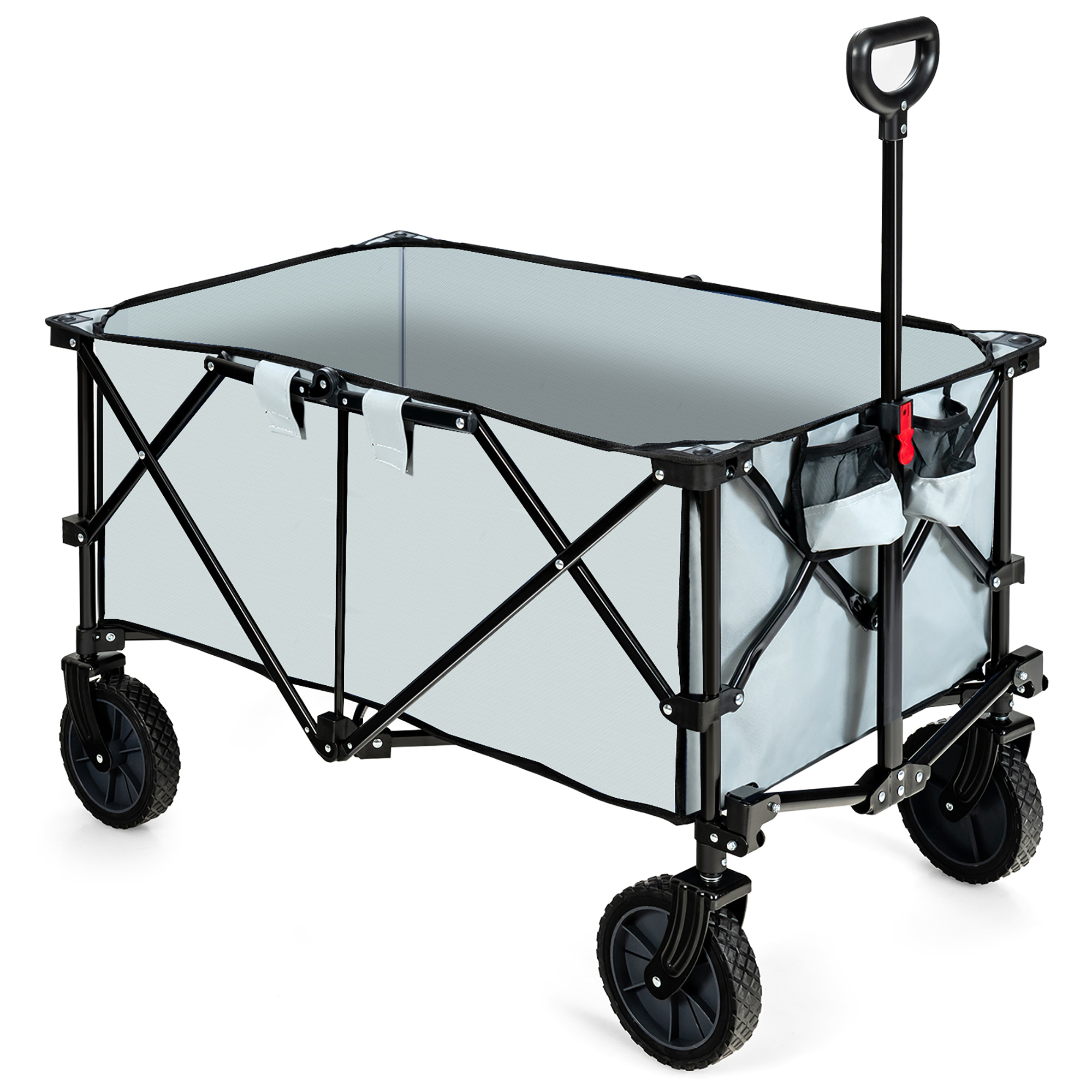Adjustable, Folding, Collapsible Utility Wagon - Camping Cart-Gray