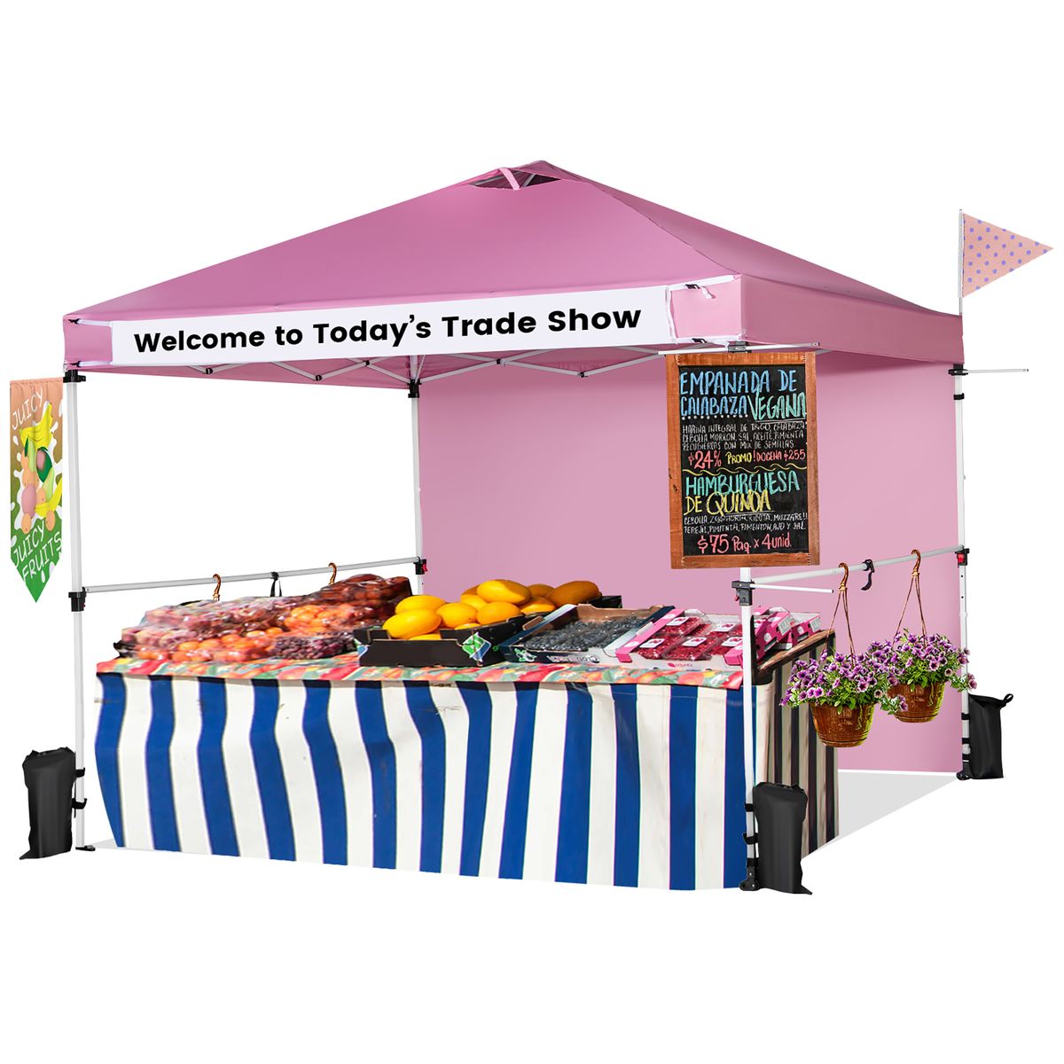 Costway 10'x10' Commercial Pop-up Canopy Tent with Sidewall - Pink