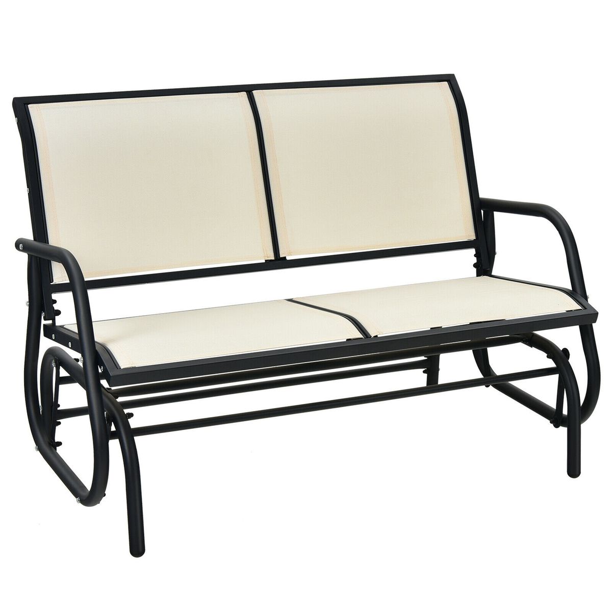 Spacious Steel-frame Patio Glider - Glider Bench-Beige