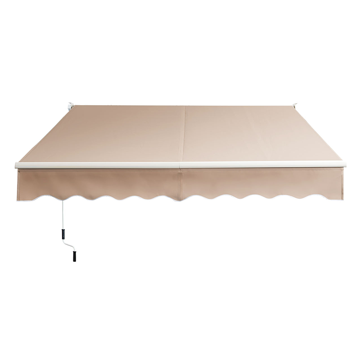 Retractable 10' x  8' Crank Handle Patio Awning - Awning- Beige