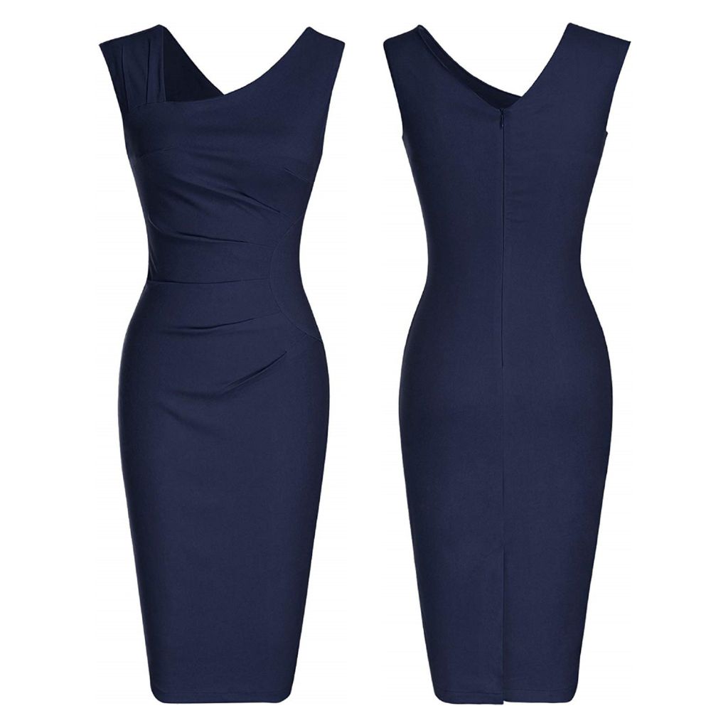 Haute Edition® Women's Retro Sleeveless Bodycon Dress - Large - Navy