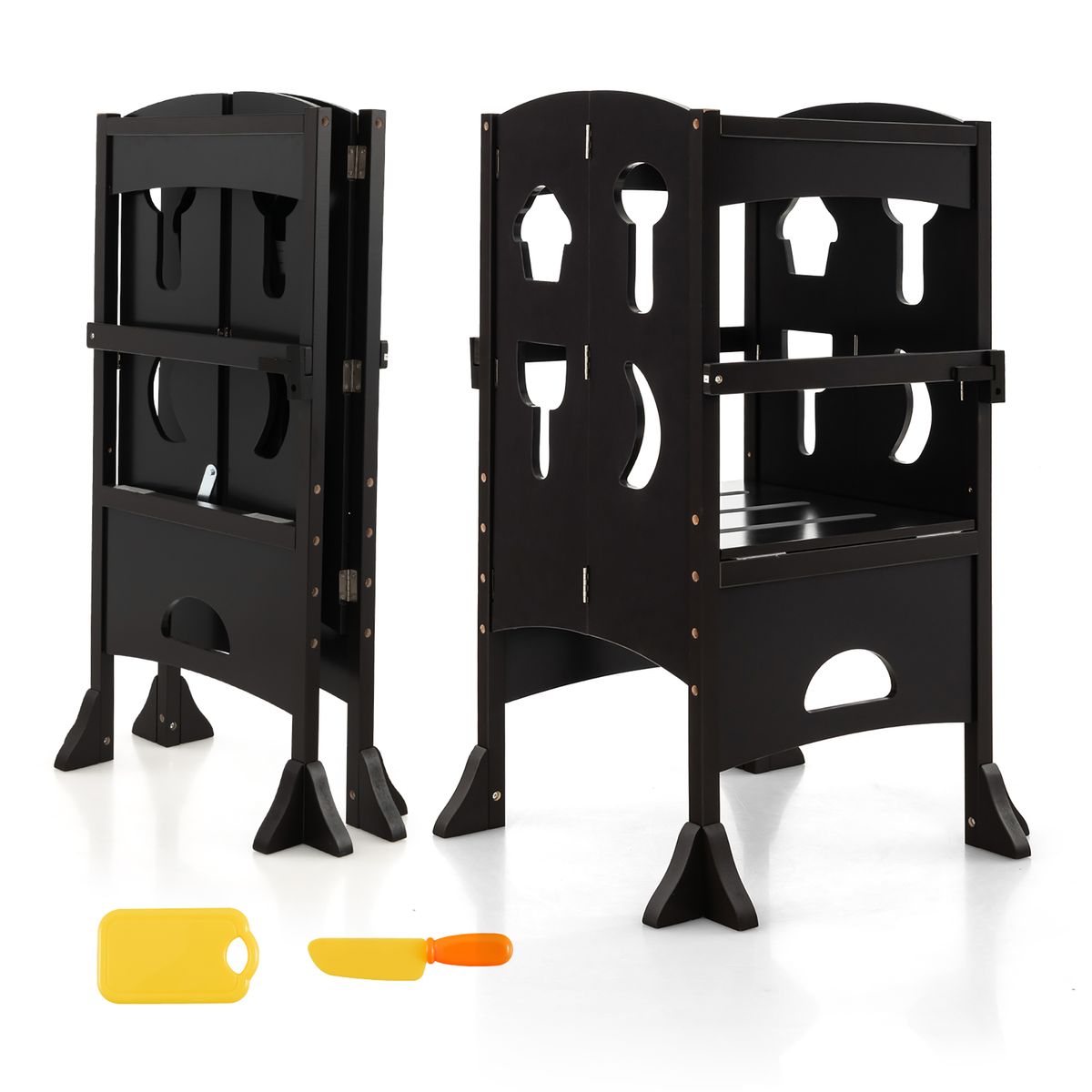 Toddler's Foldable Wooden Step Stool - Coffee