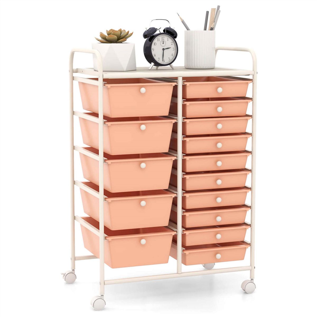 Rolling 15-Drawer Storage Cart - Peach Fuzz