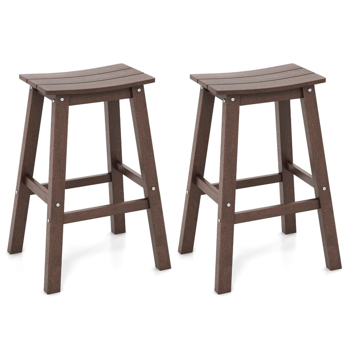 29" Patio Bar Stool with Curved Seat (Set of 2) - Patio Bar Stool-Brown
