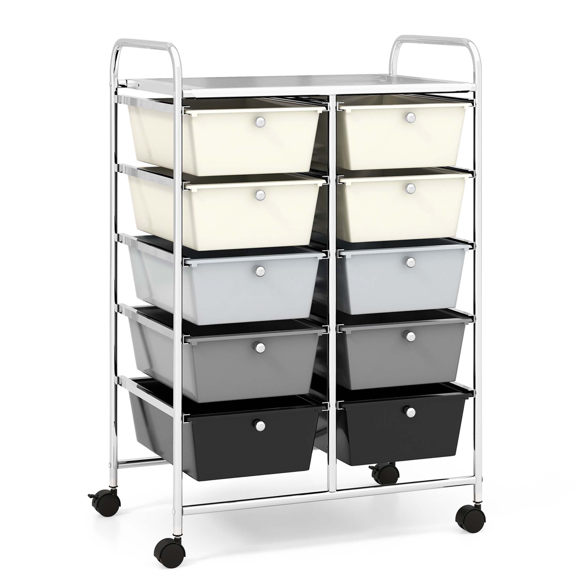 10-Drawer Rolling Storage Cart - Rolling Cart Utility JS