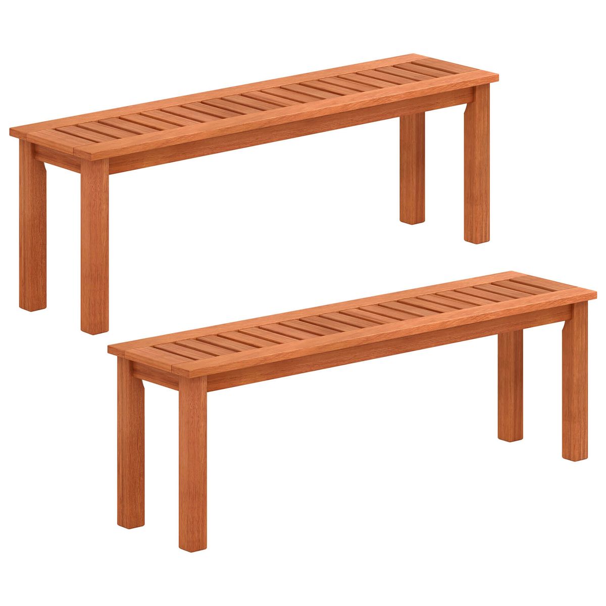 47" Slatted Patio Wood Bench  - Bench-2