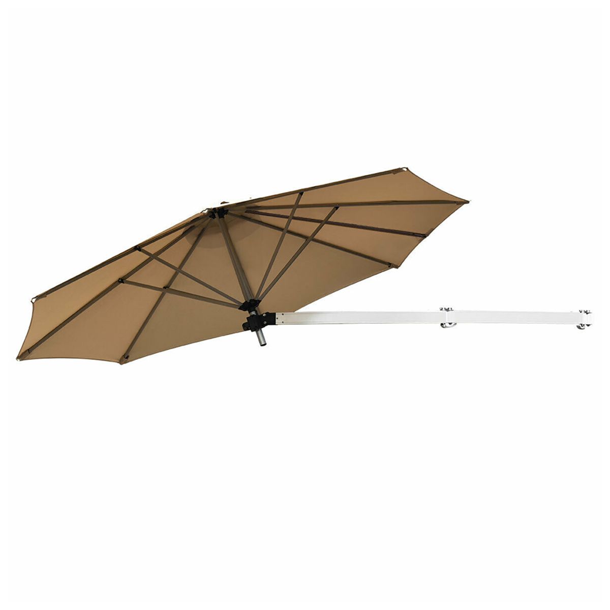 Wall-Mounted 8.5-Foot Telescopic Folding Patio Umbrella  - Beige