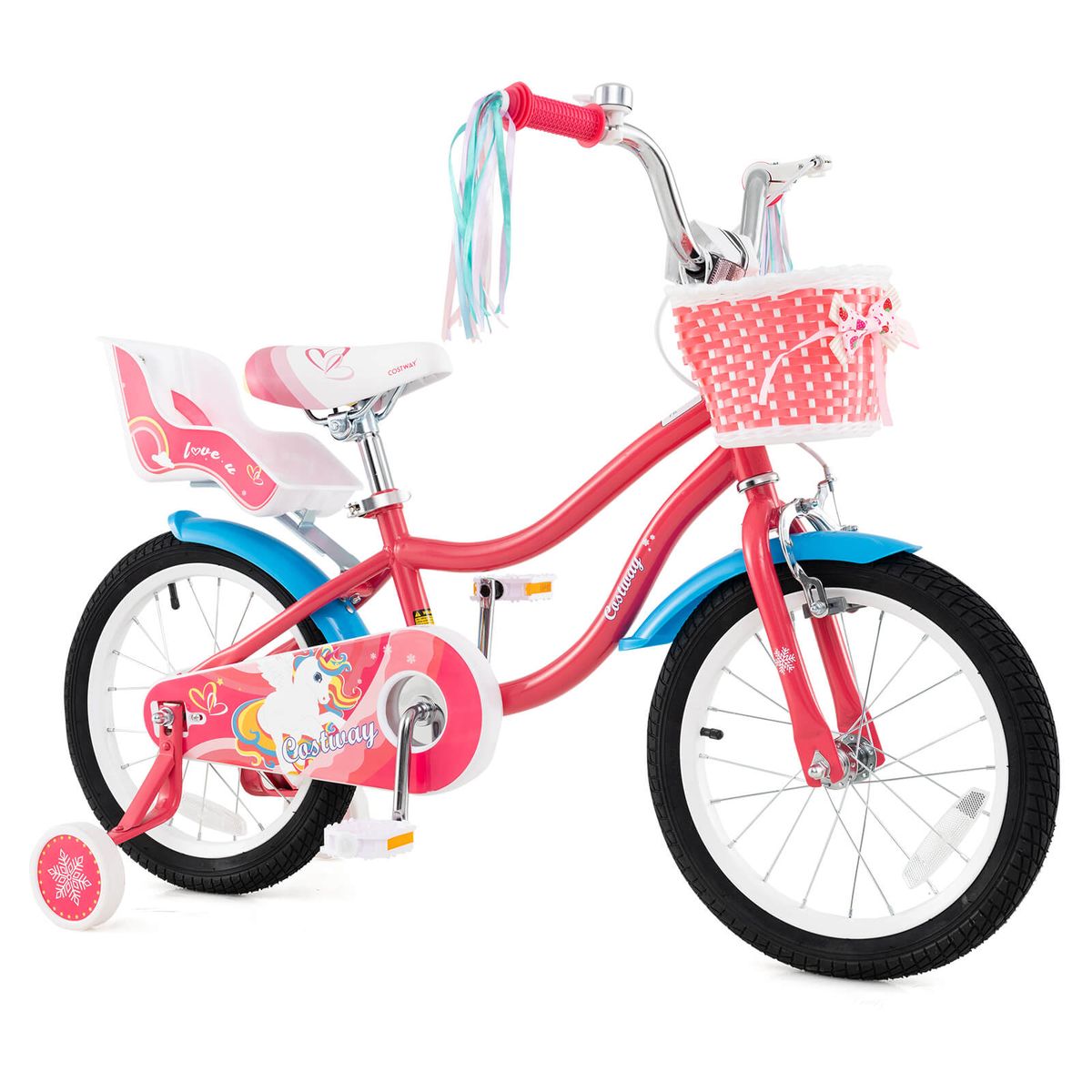 Kids Bike with Colorful Streamers and Dual Brake System - 16" with Streamers