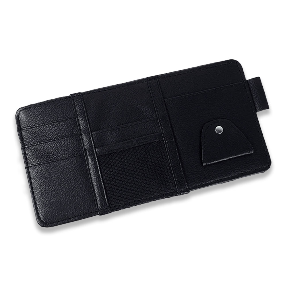 Leather Car Visor Multiple Pocket Organizer Pouch (1- to 5-Pack) - Black, 1-Pack