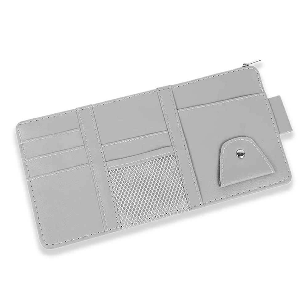 Leather Car Visor Multiple Pocket Organizer Pouch (1- to 5-Pack) - Gray, 2-Pack