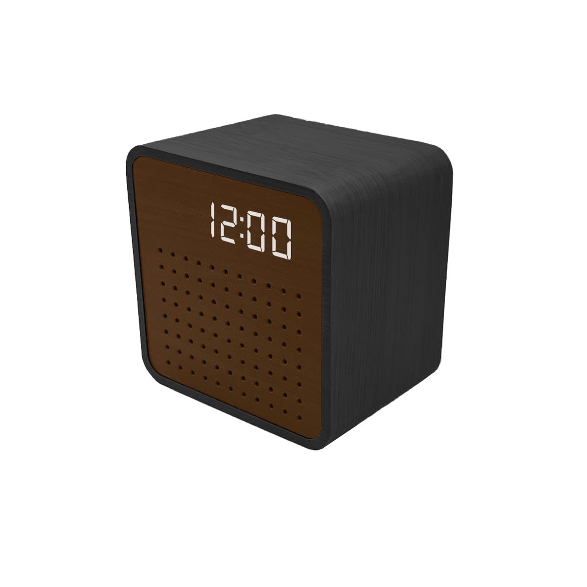 Retro Mini Wooden Bluetooth Speaker with Alarm Clock and Sound Activation - Black