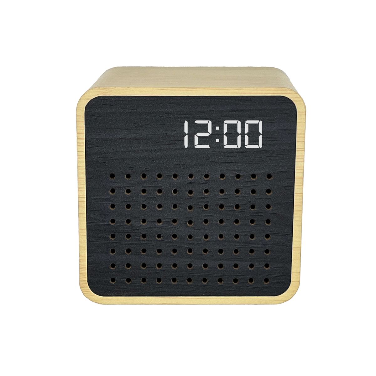 Retro Mini Wooden Bluetooth Speaker with Alarm Clock and Sound Activation - Wood
