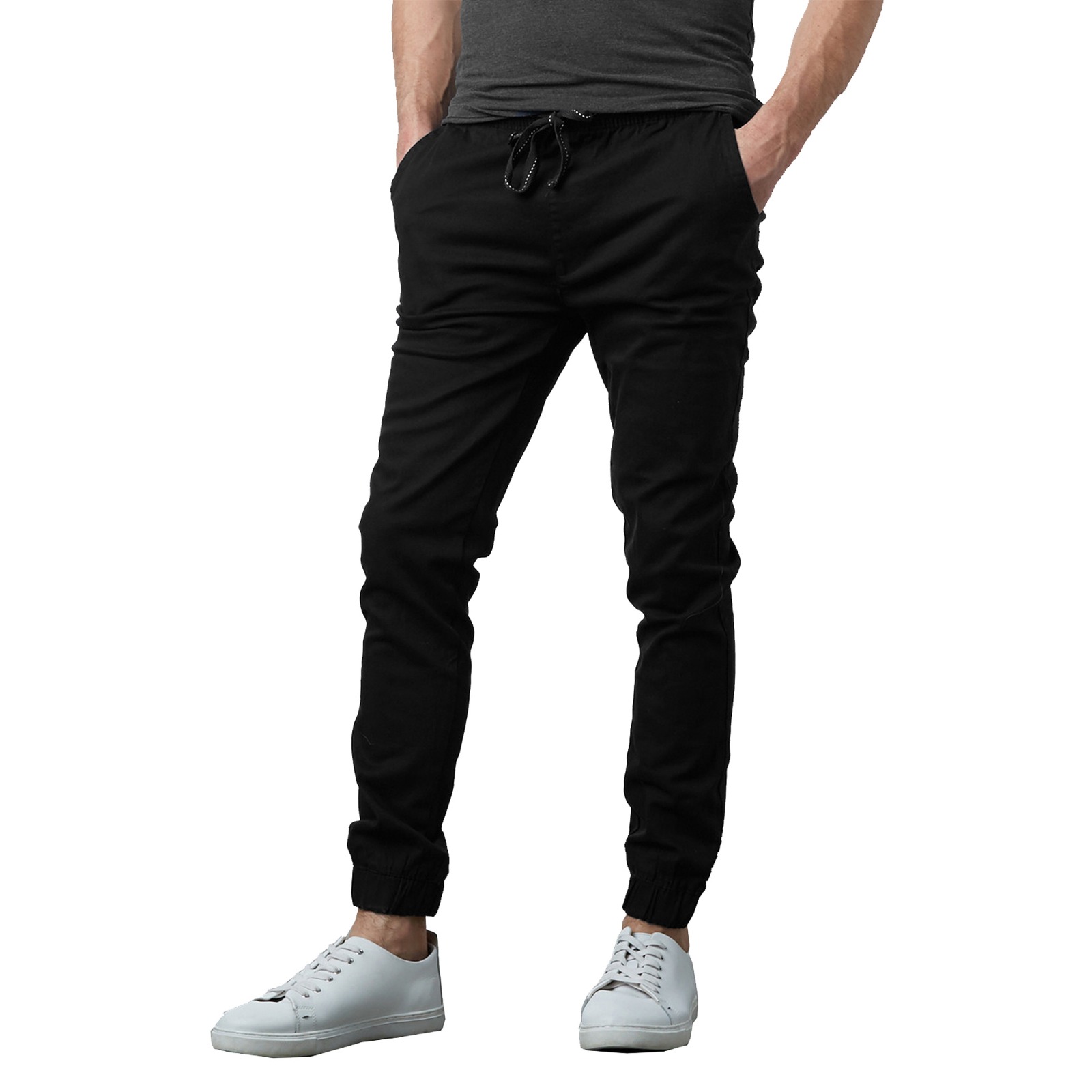 Men's Slim Fit Basic Stretch Joggers - Small - Black