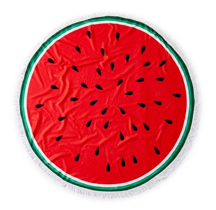 Round 61"" Diameter Fringed Beach Towels - Watermelon