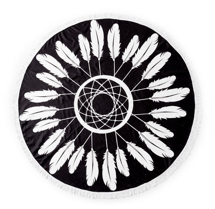 Round 61" Diameter Fringed Beach Towels - Dreamcatcher