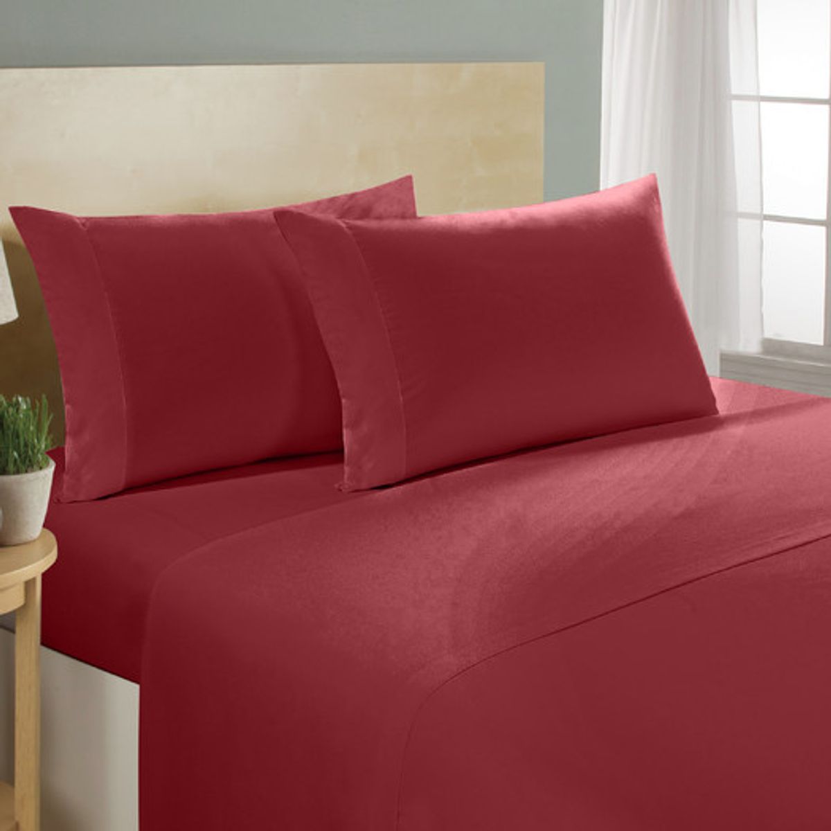 1,000-Thread-Count 100% Egyptian Cotton 4-Piece Sheet Set - KING-BURGUNDY