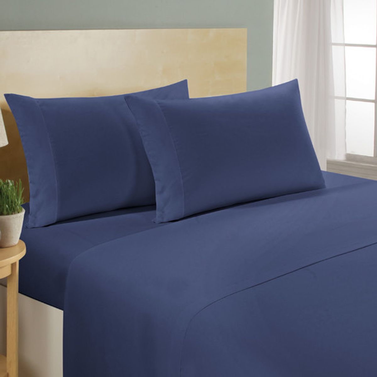 1,000-Thread-Count 100% Egyptian Cotton 4-Piece Sheet Set - QUEEN-NAVY BLUE