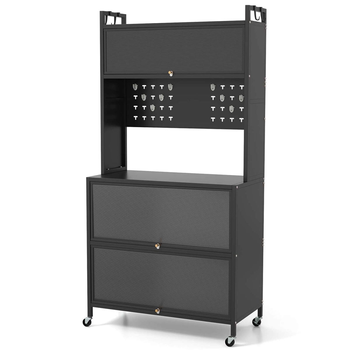 5-Tier Kitchen Baker's Rack with LED Lights  - Black