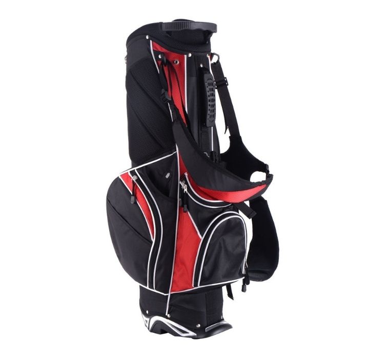 Pocketed 6-Way Divider Standing Golf Bag - Red