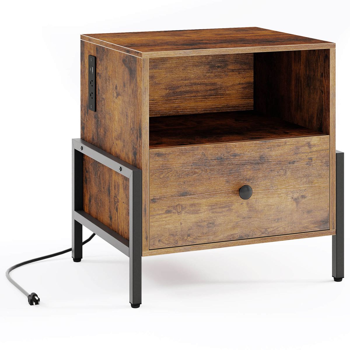 Nightstand with Charging Station (Set of 1 or 2) - 1-Piece