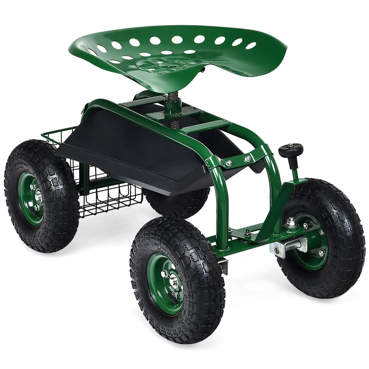 Garden Cart with Tool Tray Basket - Garden Cart -Green