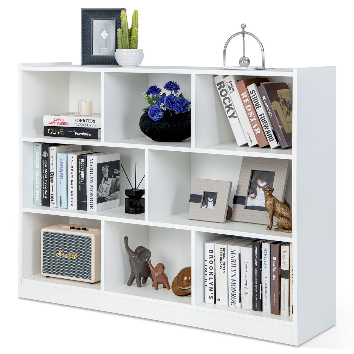 3-tier 8-Cube Standing Storage Shelves - Storage-White