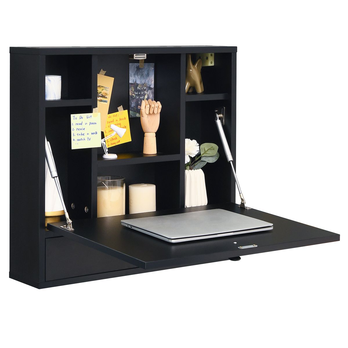 Foldable Floating Wall-Mounted Workstation - Black