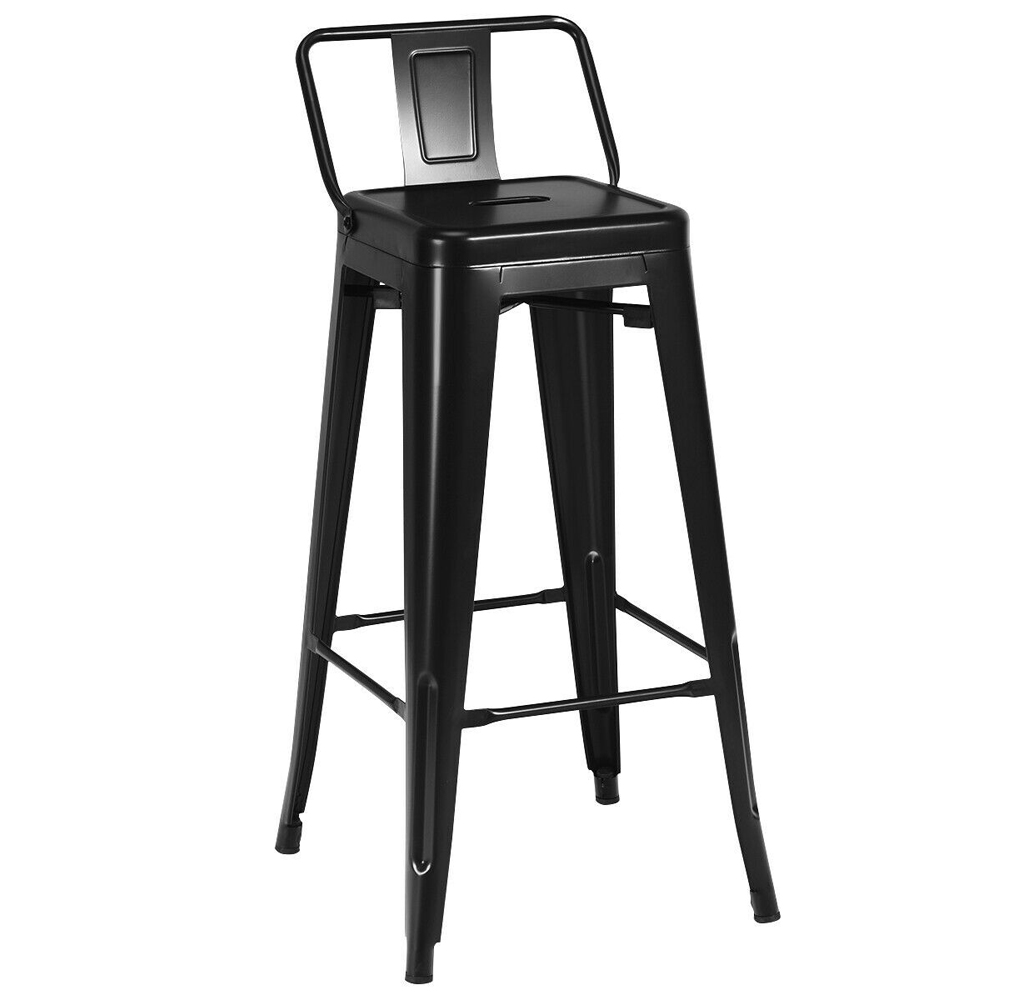 30-Inch Metal Bar-Height Barstools (Set of 4) - Black
