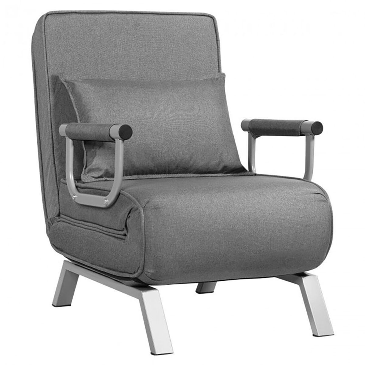 Folding 5-Position Convertible Sleeper Chair - Gray