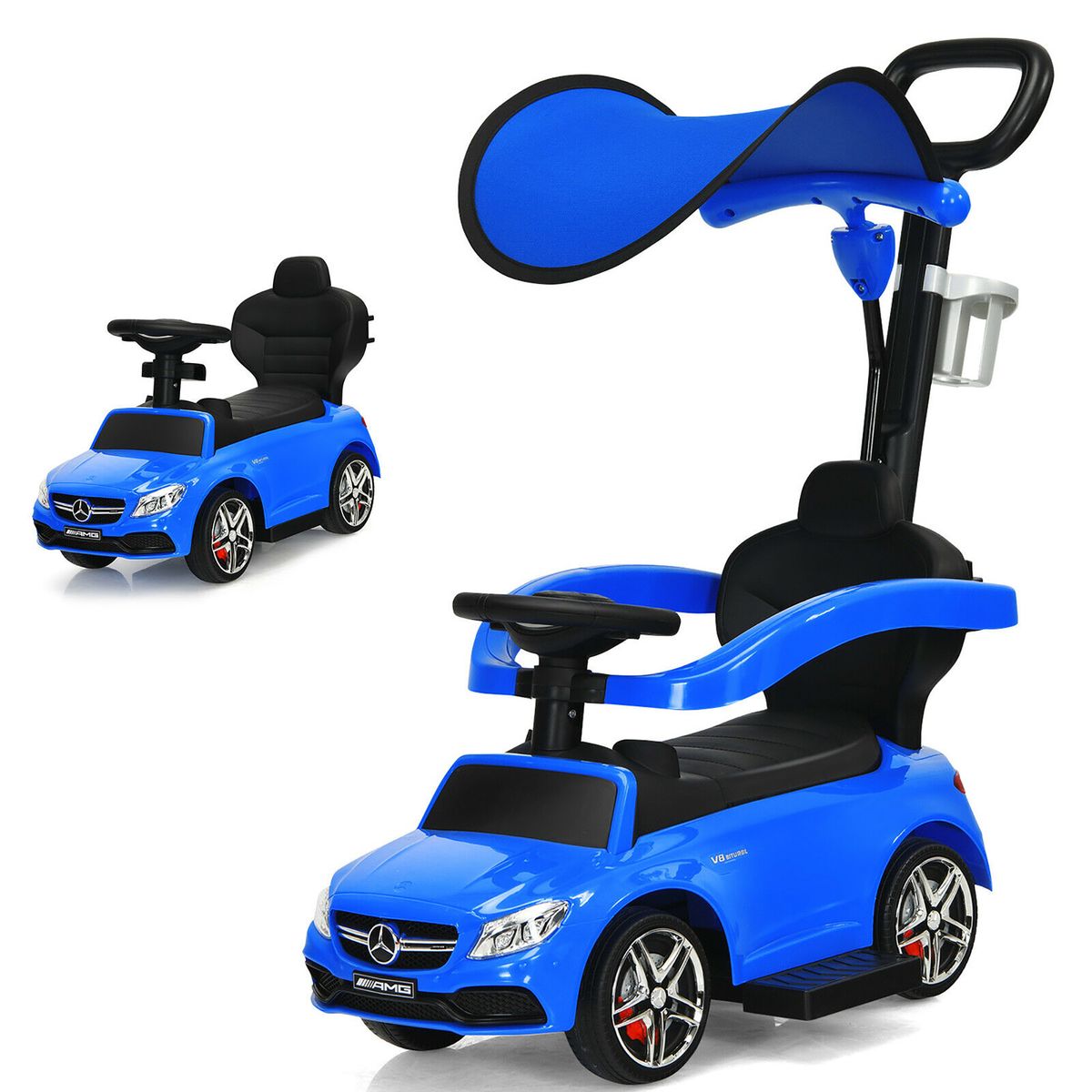 Kids' 3-in-1 Mercedes Benz Ride-on Sliding Car with Canopy - Ride on Car BL