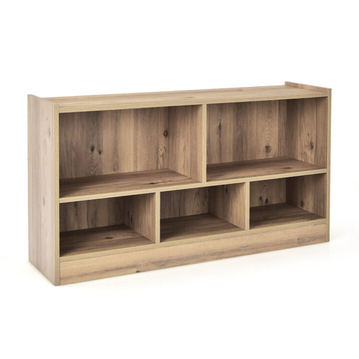 Kids' 2-Shelf Bookcase 5-Cube Wood Toy Storage Cabinet Organizer - Toy Storage Organizer NA