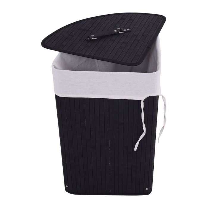 Bamboo Corner Laundry Hamper  - Black