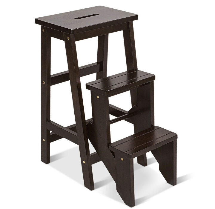 Folding 3-Tier Step Stool - Coffee
